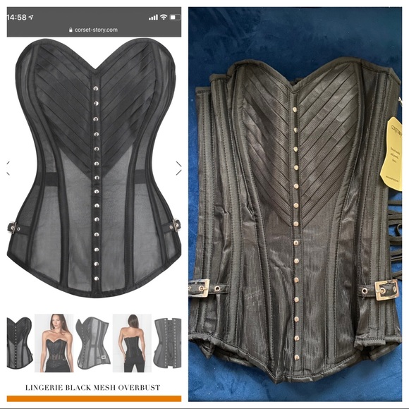 NWT Steel Boned Lingerie Mesh Overbust Corset - Picture 1 of 7